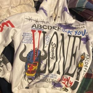 Vlone Hoodie Graffiti Hip Hop Pullover Sweatshirt